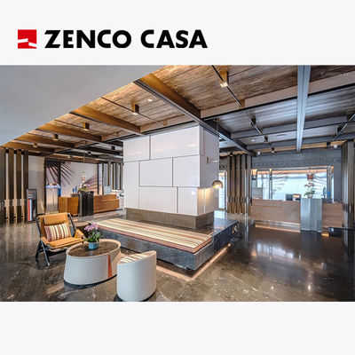 品質  Hotel Lobby Furniture Set Includes Lounge Chairs  Stools  Coffee Table  Sofa Cushions 工場